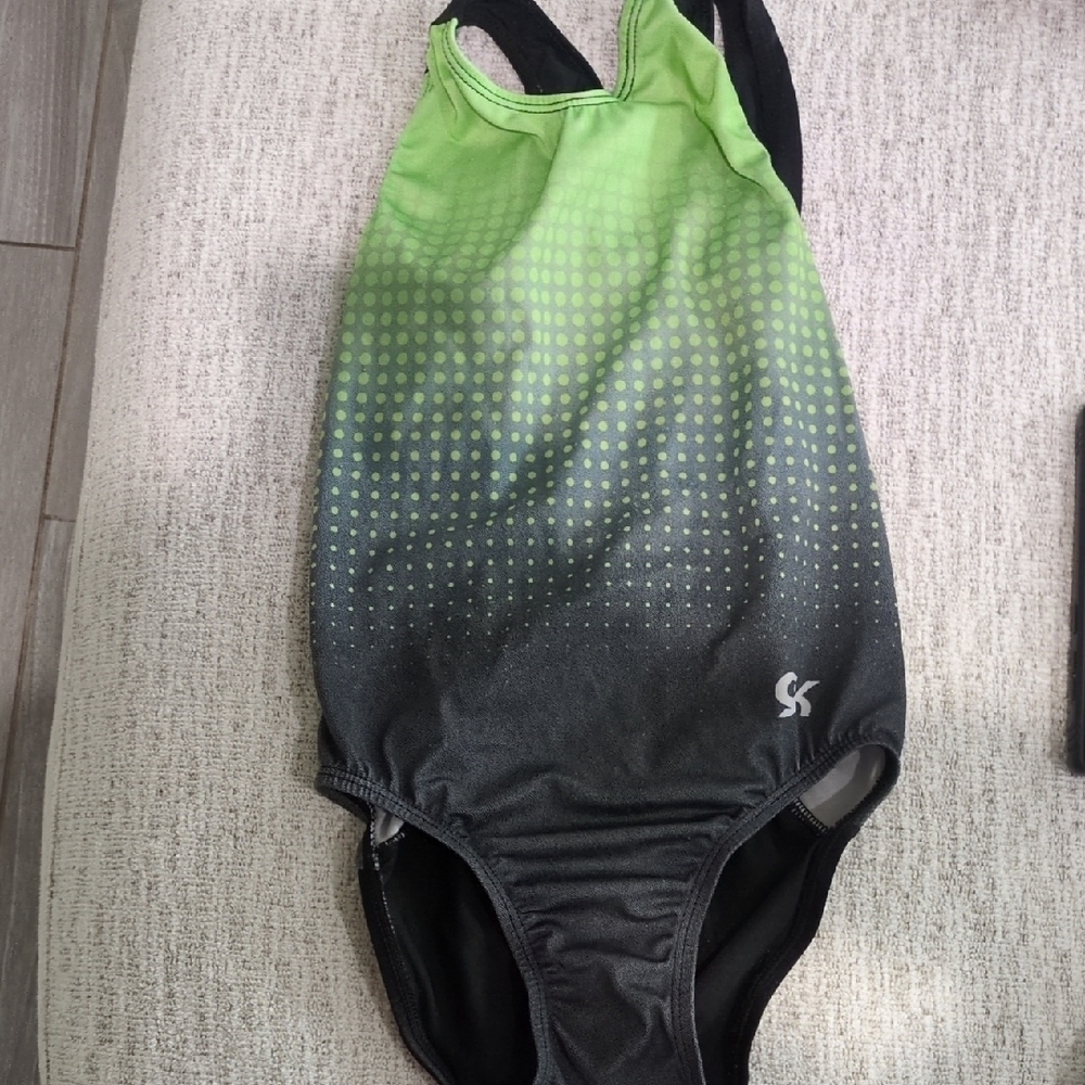 Stylish Kids Gymnastics Leotard - Green and Black